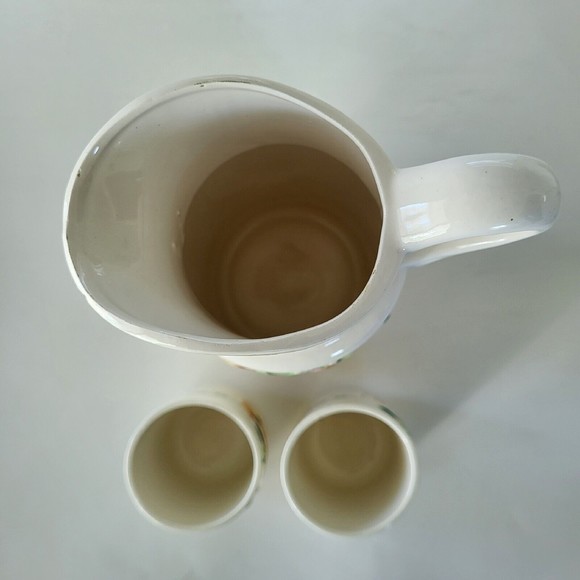 Vintage Pitcher and 2 Juice Cups Fruit Hand Painted Made in Japan Ceramic - Picture 5 of 10